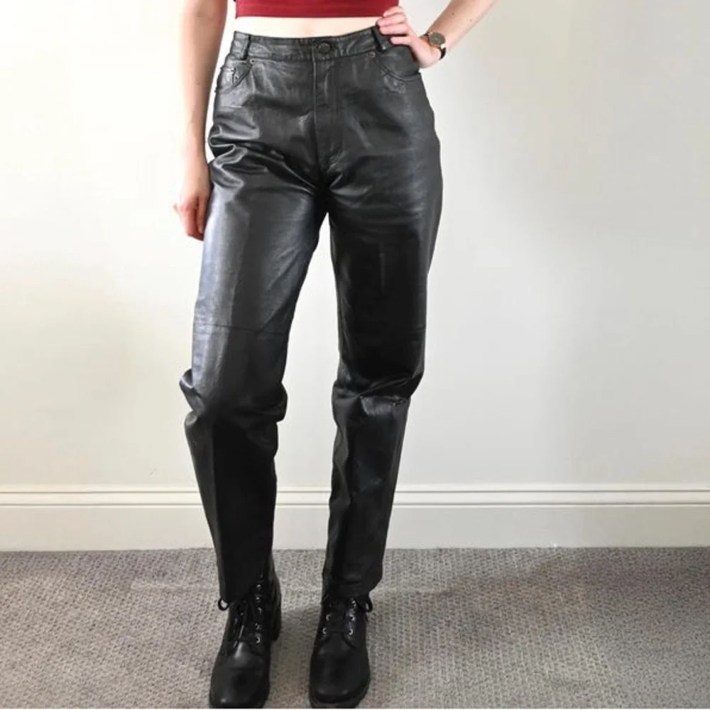 Bagatelle Black Faux Leather High Waist Clean Girl Edgy Straight Leg Jeans SZ XL
